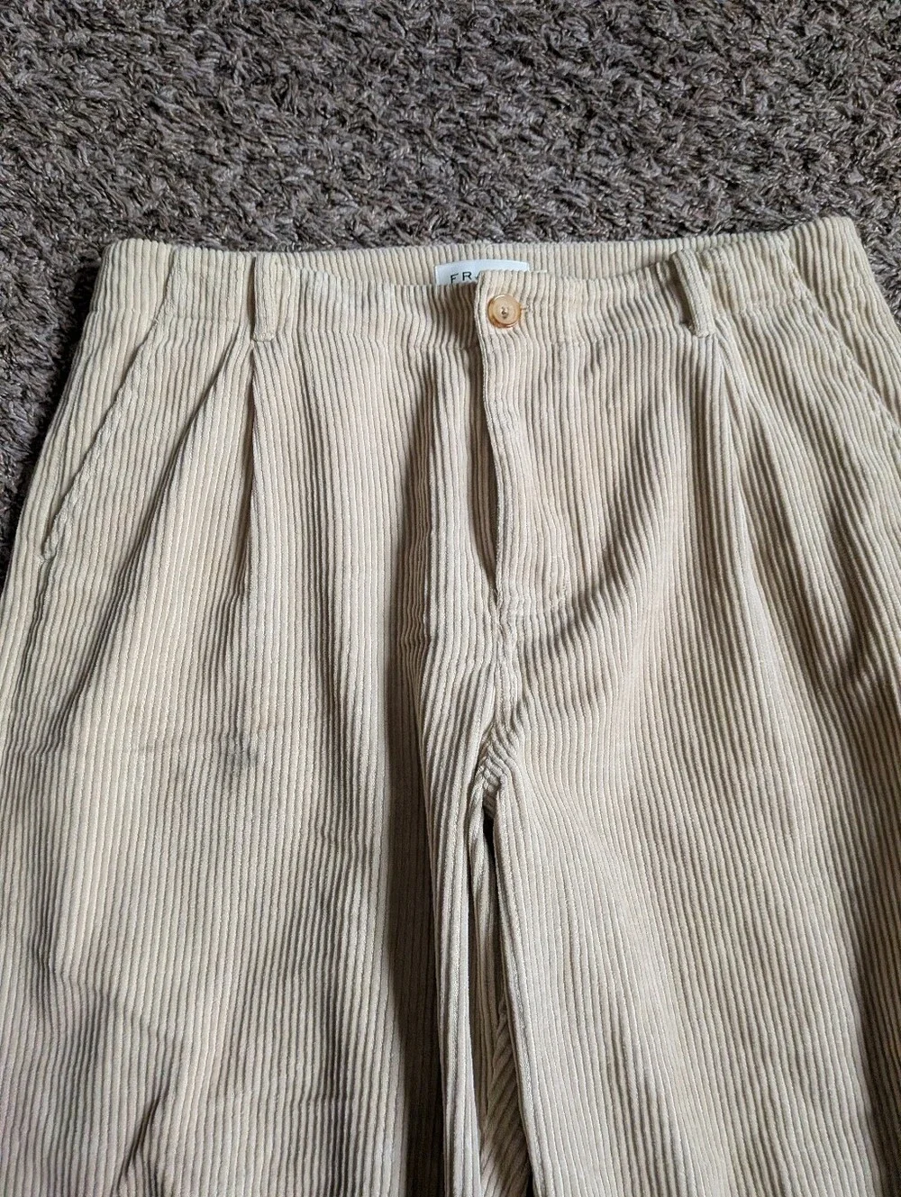 Frame Tan Neutral Straight Leg Cotton Corduroy Trousers 31W 28L